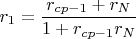 $$ r_1 = \frac{r_{cp-1}+r_N}{1+r_{cp-1}r_N} $$