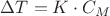 $\Delta T=K\cdot C_M$