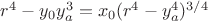 $r^4-y_0y_a^3=x_0(r^4-y_a^4)^{3/4}$