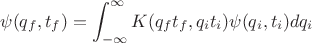 $$\psi(q_f,t_f)=\int_{-\infty}^{\infty}K(q_f t_f, q_i t_i )\psi(q_i,t_i)dq_i$$
