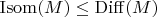 $\mathrm{Isom}(M) \leq \mathrm{Diff}(M)$