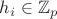 $h_i\in\mathbb{Z}_p$