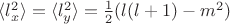 $\langle l_x^2 \rangle = \langle l_y^2 \rangle=\frac{1}{2}(l(l+1)-m^2)$