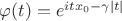 $\[\varphi (t) = {e^{it{x_0} - \gamma \left| t \right|}}\]$