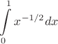 $$
\int\limits_0^1 {x^{ - 1/2} dx} 
$$
