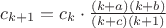$c_{k+1} = c_k \cdot \frac {(k+a)(k+b)}{(k+c)(k+1)}$