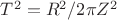 $T^{2}=R^{2} / 2\pi Z^{2}$