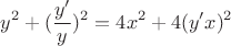 $$y^2+(\frac{y'}{y})^2=4x^2+4(y'x)^2$$