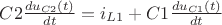 $C2\frac{du_{C2}(t)}{dt}=i_{L1}+C1\frac{du_{C1}(t)}{dt}$