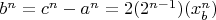 $b^n=c^n-a^n=2(2^{n-1})(x_b^n)$