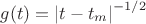 $g(t)=\left|t-t_m\right|^{-1/2}$ $g(t)=\left|t-t_m\right|^{-1/2}$