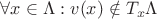 $\forall x \in \Lambda : v(x) \notin T_x \Lambda$