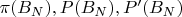 $\pi(B_N), P(B_N),P'(B_N)$