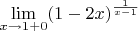 $\lim\limits_{x \to 1+0} (1-2x)^{\frac{1}{x-1}}$