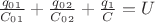 $\frac{q_0_1}{C_0_1}+\frac{q_0_2}{C_0_2}+\frac{q_1}{C}=U$