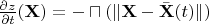 $\frac{\partial z}{\partial t}(\mathbf X) = - \sqcap(\| \mathbf X - \bar{\mathbf X}(t) \|)$