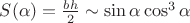 $S(\alpha)=\frac{bh}2\sim \sin\alpha\cos^3\alpha$