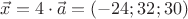 $\vec{x} = 4 \cdot \vec{a} = (-24;32;30)$