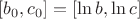 $[b_0,c_0]=[\ln b,\ln c]$