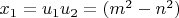$x_1=u_1u_2=(m^2-n^2)$