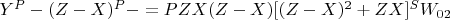 $Y^P-(Z-X)^P- = PZX(Z -X)[(Z-X)^2 +ZX]^SW_{02}$
