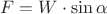 $$F=W\cdot\sin\alpha$$