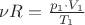 $\nu R = \frac{p_1 \cdot V_1}{T_1}$