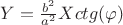 $Y=\frac{b^2}{a^2}Xctg(\varphi)$