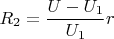 $R_2=\dfrac{U-U_1}{U_1}r$