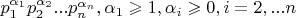 $p_1^{\alpha_1}p_2^{\alpha_2}... p_n^{\alpha_n}, \alpha_1 \geqslant 1, \alpha_i \geqslant 0, i=2,...n $