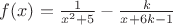 $f(x)=\frac{1}{x^2+5}-\frac{k}{x+6k-1}$