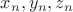 $x_n,y_n,z_n$