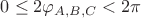 $0\leq 2\varphi _{A,B,C}<2\pi $