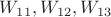 $W_{11},W_{12}, W_{13}$