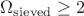 \Omega_{\mathrm{sieved}} \geq 2