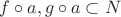 $f\circ a, g\circ a\subset N$