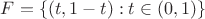 $F=\{(t,1-t):t\in(0,1)\}$