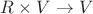 $R\times V\to V$