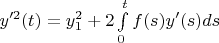 $y'^2(t)=Тотy_1^2+2\int \limits_0^t f(s)y'(s)ds$