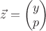 $\vec z=\begin{pmatrix}y\\ p\end{pmatrix}$
