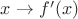$x \to f'(x)$