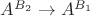 $A^{B_2}\to A^{B_1}$