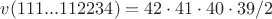 $v(111...112234) = 42\cdot41\cdot40\cdot39/2 $