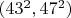 $(43^2, 47^2)$