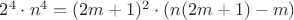 $2^4 \cdot n^4=(2m+1)^2\cdot (n(2m+1)-m)$