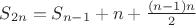 $S_{2n} = S_{n-1} + n + \frac{(n-1)n}{2} $