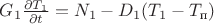 $G_1\frac{\partial T_1}{\partial t}=N_1-D_1(T_1-T_{\text{п}})$