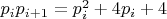 $p_i p_{i+1} = p_i^2 + 4p_i + 4$