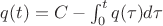 $q(t)=C-\int_0^t{q(\tau) d\tau}$