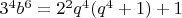 $3^4 b^6 = 2^2 q^4 (q^4 +1) +1$
